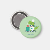 Dinosaurus chef badge magneet (Voorkant / Achterkant)