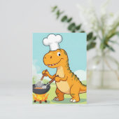 Dinosaurus Chef Koken Grappig Briefkaart (Staand voorkant)