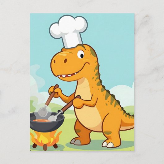 Dinosaurus Chef Koken Grappig Briefkaart (Voorkant)