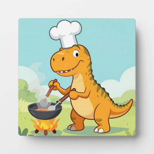 Dinosaurus Chef Koken Grappig Fotoplaat (Voorkant)