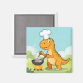 Dinosaurus Chef Koken Grappig Magneet (Voorkant / Achterkant)