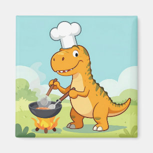 Dinosaurus Chef Koken Grappig Magneet