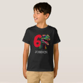Dinosaurus Cool Happy 6e Verjaardag T-shirt (Voorkant volledig)