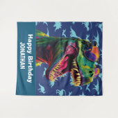 Dinosaurus Cool T Rex Blauwe Achtergrond Wandkleed (Voorkant (horizontaal))