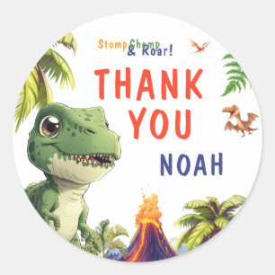 Dinosaurus dank je ronde sticker