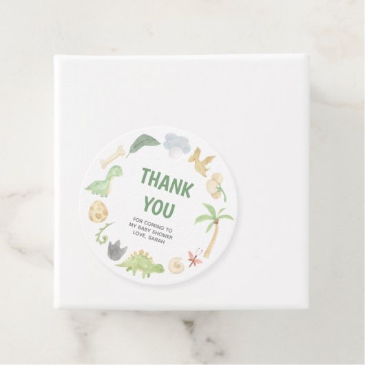 Dinosaurus Dank u Baby shower Genderneutraal Bedankjes Labels (In situ)