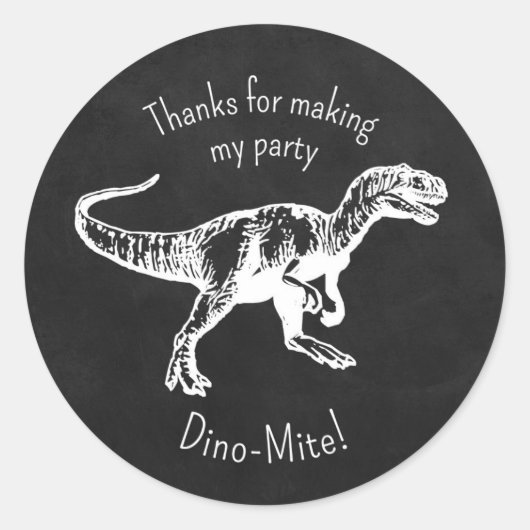 Dinosaurus Dank u Party Favor Chalkboard Stickers (Voorkant)
