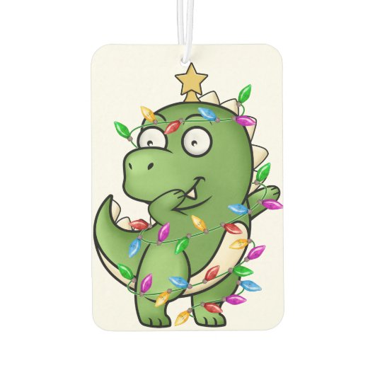 Dinosaurus danst op zijn favoriete kerstzoon luchtverfrisser (Achterkant)