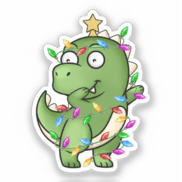 Dinosaurus danst op zijn favoriete kerstzoon sticker