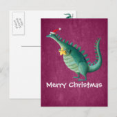 Dinosaurus - de Helper van de Kerstman Feestdagenkaart (Voorkant / Achterkant)