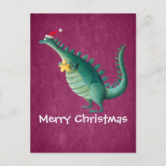 Dinosaurus - de Helper van de Kerstman Feestdagenkaart (Voorkant)