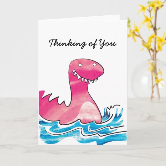 Dinosaurus denkt aan je kaart (Gele Bloem)