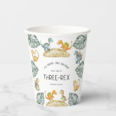 Dinosaurus Derde Verjaardag Drie-Rex Partij Papieren Bekers (Voorkant)