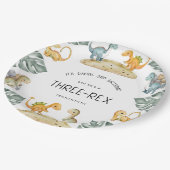 Dinosaurus Derde Verjaardag Drie-Rex Partij Papieren Bordje (Gekanteld)