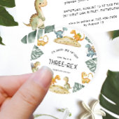 Dinosaurus Derde Verjaardag Drie-Rex Partij Ronde Sticker