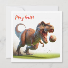 Dinosaurus die bal spelen, t-rex verjaardagsuitnod kaart