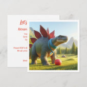 Dinosaurus die voetbal spelen, t-rex verjaardagsui kaart (Voorkant / Achterkant)