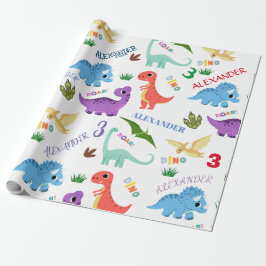 Dinosaurus Dier Dino verjaardagsfeestje Gepersonal Cadeaupapier