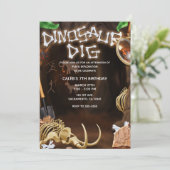 DINOSAURUS DIG Botten Mystery Cave Verjaardagsfees Kaart (Staand voorkant)