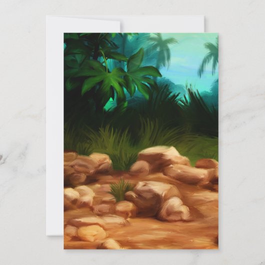 DINOSAURUS DIG Botten Mystery Cave Verjaardagsfees Kaart (Achterkant)