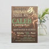 Dinosaurus Dig Paleontoloog Uitnodiging voor verja (Staand voorkant)