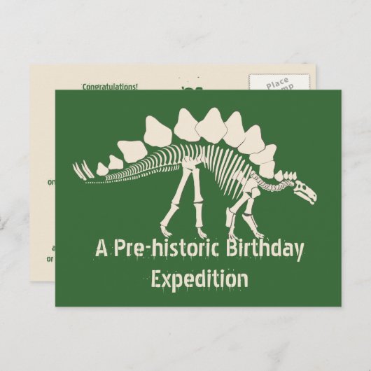 Dinosaurus Dig Verjaardagsavontuur Uitnodiging Briefkaart (Voorkant / Achterkant)