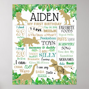 Dinosaurus Dino Birthday-schoolbord Poster