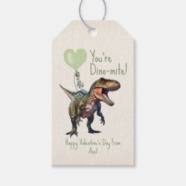 Dinosaurus Dino-mite Groene Klaslokaal Valentijn Cadeaulabel