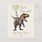 Dinosaurus Dino-mite Groene Klaslokaal Valentijn F Briefkaart (Voorkant)