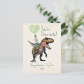 Dinosaurus Dino-mite Groene Klaslokaal Valentijn F Briefkaart (Staand voorkant)
