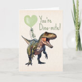 Dinosaurus Dino-mite Groene Klaslokaal Valentijn Kaart (Voorkant)