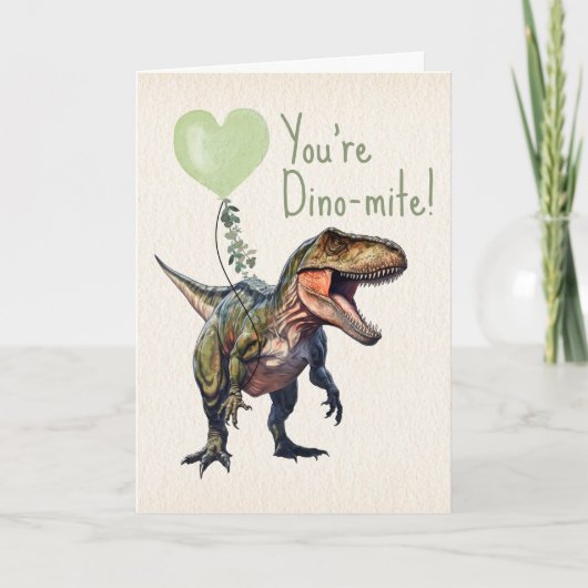 Dinosaurus Dino-mite Groene Klaslokaal Valentijn Kaart (Voorkant)