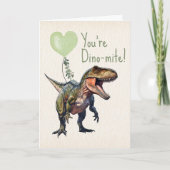 Dinosaurus Dino-mite Groene Klaslokaal Valentijnsk Kaart (Voorkant)