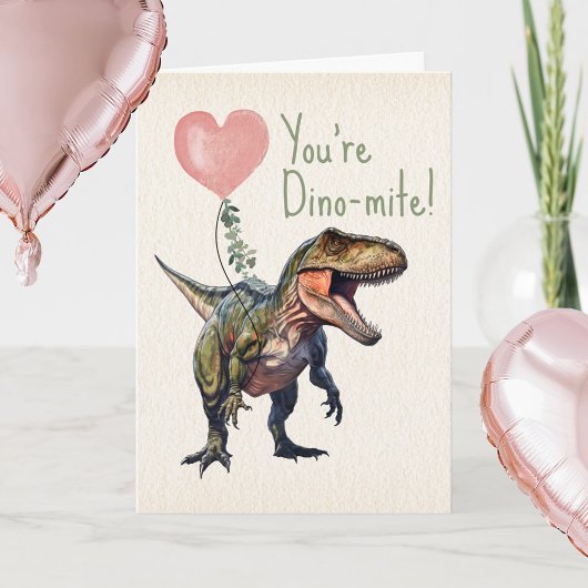 Dinosaurus Dino-mite Valentijnskaart voor in de kl Kaart