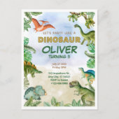Dinosaurus Dino T-Rex verjaardagsuitnodigingen ans Briefkaart (Voorkant)