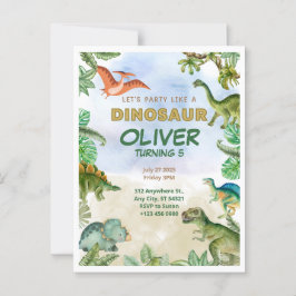 Dinosaurus Dino T-Rex Verjaardagsuitnodigingen Pos Briefkaart