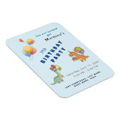 Dinosaurus dinoparty kinder verjaardag blauw grapp magneet (Rechterzijde)