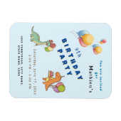 Dinosaurus dinoparty kinder verjaardag blauw grapp magneet (Horizontaal)