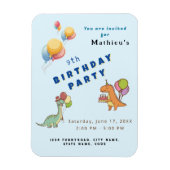 Dinosaurus dinoparty kinder verjaardag blauw grapp magneet (Verticaal)