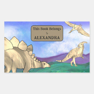 Dinosaurus Dit Boek Is Van Kids Naam Rechthoekige Sticker