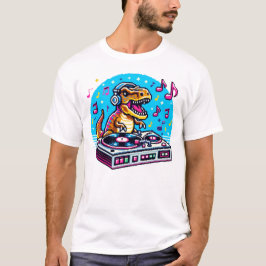 Dinosaurus DJ - Grappig Pixel Art Music Design T-shirt