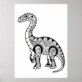 Dinosaurus doodle schets kunst. poster