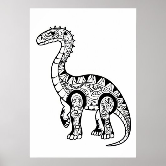 Dinosaurus doodle schets kunst. poster (Voorkant)