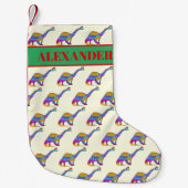 Dinosaurus Dragen Santa Hat Pattern Naam toevoegen Kleine Kerstsok (Voorkant)