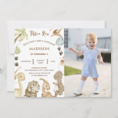 Dinosaurus drie rex 3e verjaardag partij foto kaart (Voorkant)