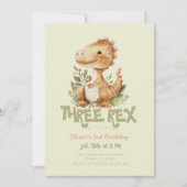 Dinosaurus Drie Rex 3e Verjaardag Party Jongens Kaart (Voorkant)