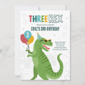 Dinosaurus Drie Rex 3e Verjaardagsfeest T-Rex Kaart (Voorkant)