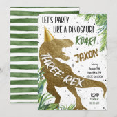 Dinosaurus Drie Rex 3e Verjaardagsfeest T-Rex Kaart (Voorkant / Achterkant)