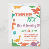 Dinosaurus Drie-Rex verjaardag Kaart (Voorkant)