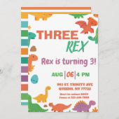 Dinosaurus Drie-Rex verjaardag Kaart (Voorkant / Achterkant)